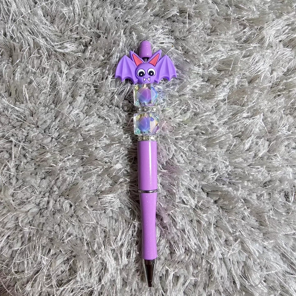 Purple bat beaded pen
